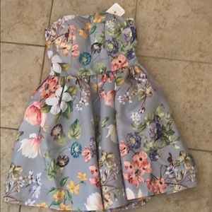 Beautiful floral print strapless dress